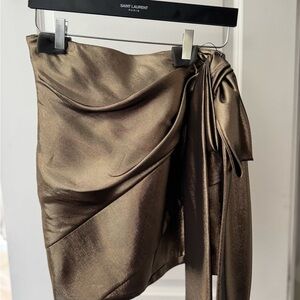 Saint Laurent Tan Mini Wrap Skirt NWOT
